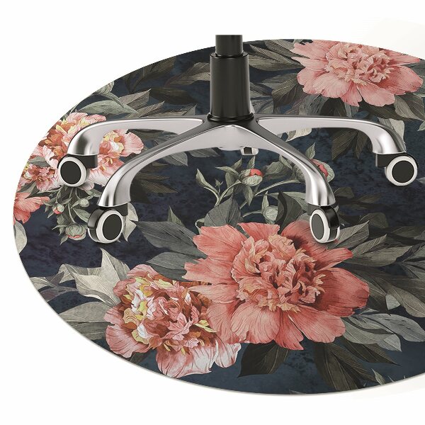 Chair mat floor panels protector red peonies