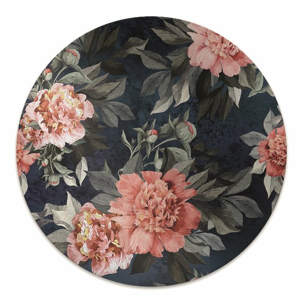 Chair mat floor panels protector red peonies