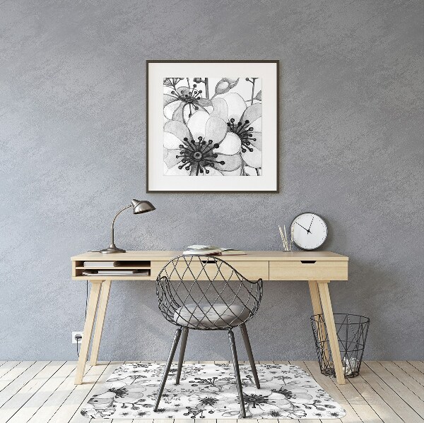 Office chair mat Black-and-white pattern