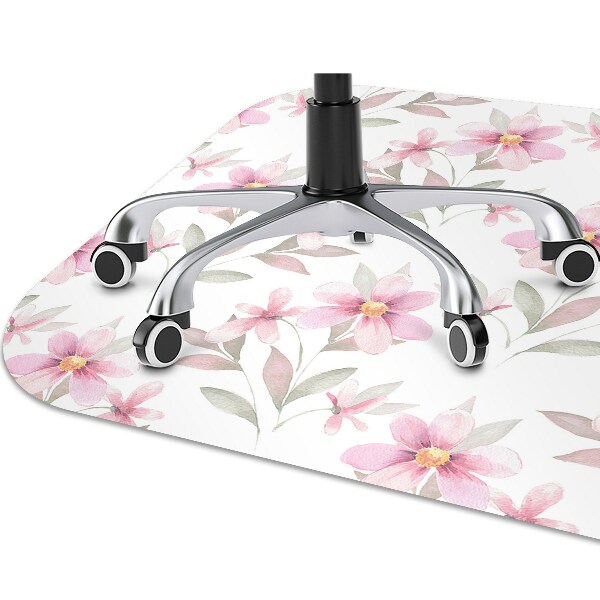 Desk chair mat pink flowers