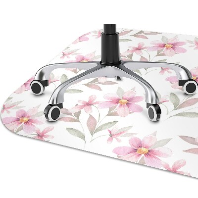 Desk chair mat pink flowers