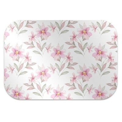 Desk chair mat pink flowers