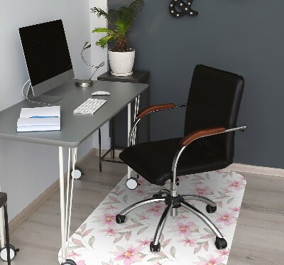 Desk chair mat pink flowers