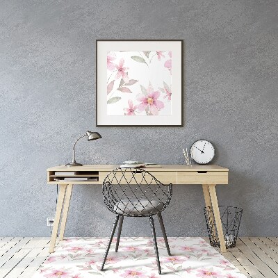 Desk chair mat pink flowers