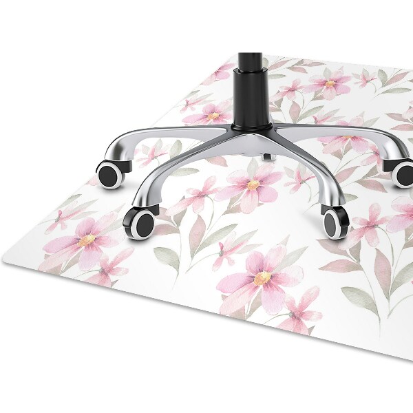 Desk chair mat pink flowers