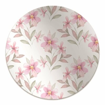 Desk chair mat pink flowers