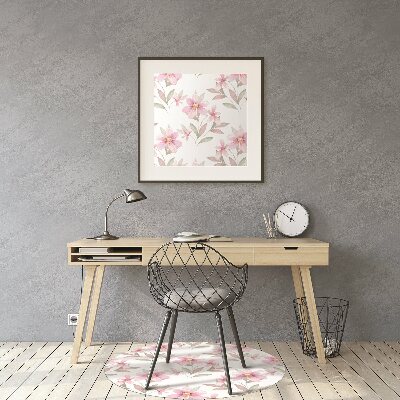 Desk chair mat pink flowers