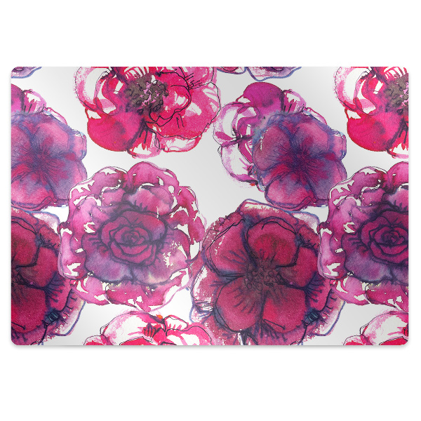 Desk chair mat Red roses