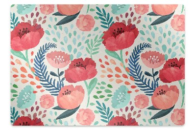 Desk chair mat Red poppies