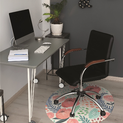 Desk chair mat Red poppies