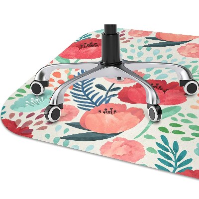 Desk chair mat Red poppies