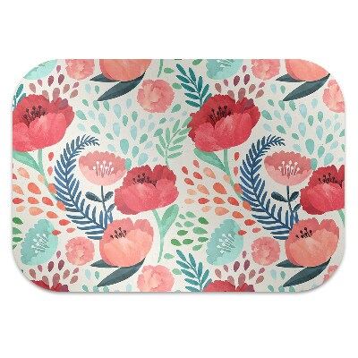 Desk chair mat Red poppies