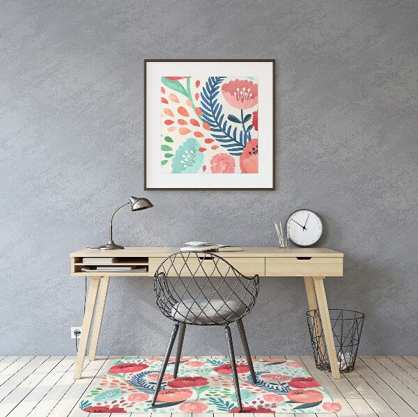 Desk chair mat Red poppies