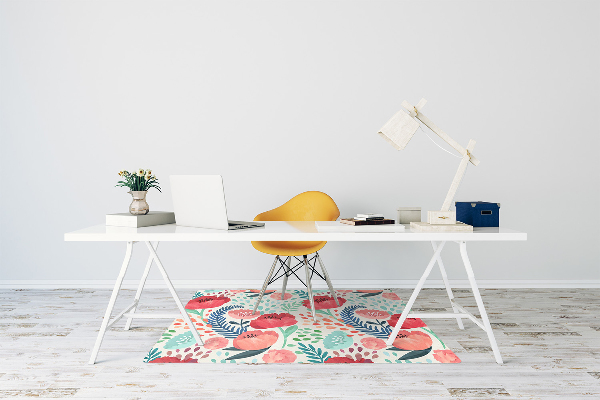 Desk chair mat Red poppies