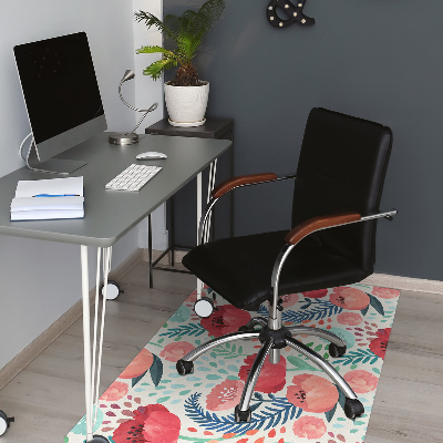 Desk chair mat Red poppies