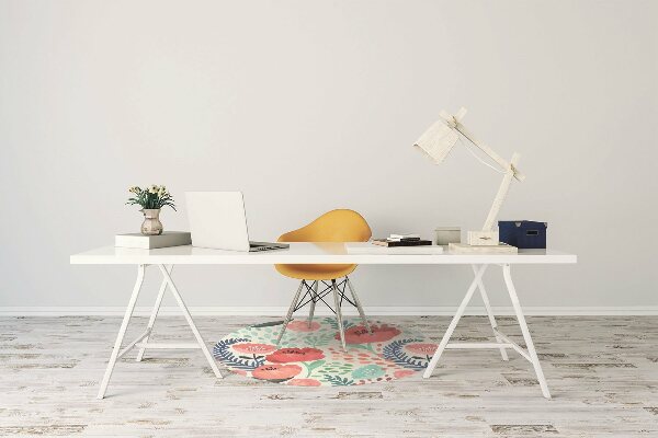 Desk chair mat Red poppies