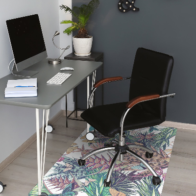 Office chair mat Flowers and butterflies