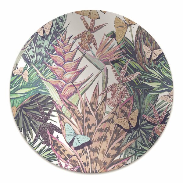 Office chair mat Flowers and butterflies