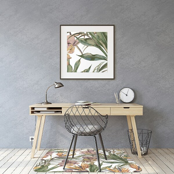Office chair mat Botanical leaves