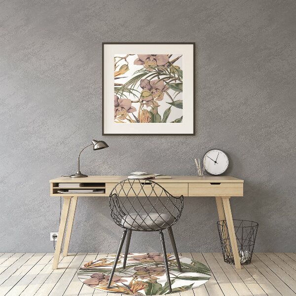 Office chair mat Botanical leaves