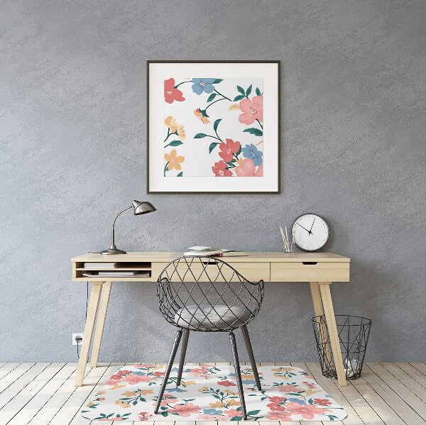 Office chair mat colorful flowers