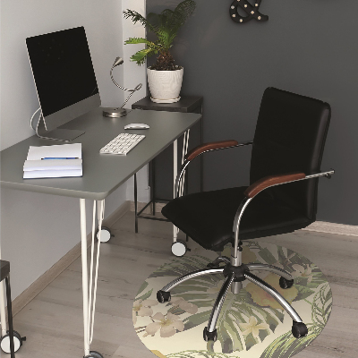Office chair mat Tropical leaves and flowers