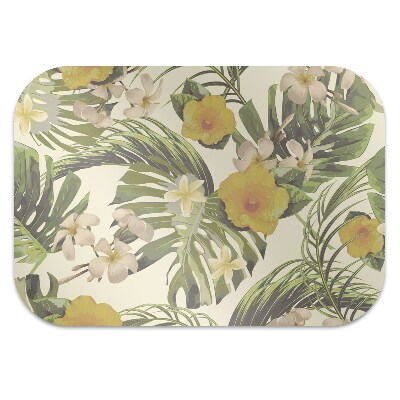 Office chair mat Tropical leaves and flowers