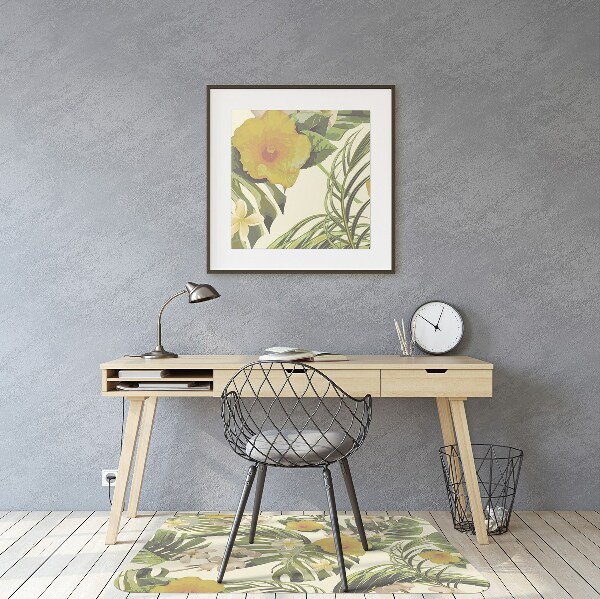 Office chair mat Tropical leaves and flowers