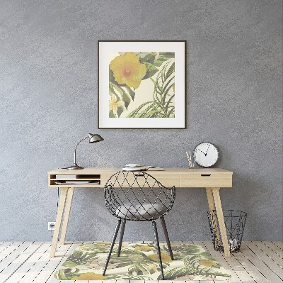 Office chair mat Tropical leaves and flowers