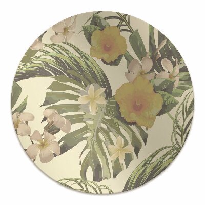 Office chair mat Tropical leaves and flowers