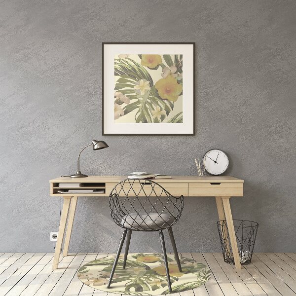 Office chair mat Tropical leaves and flowers