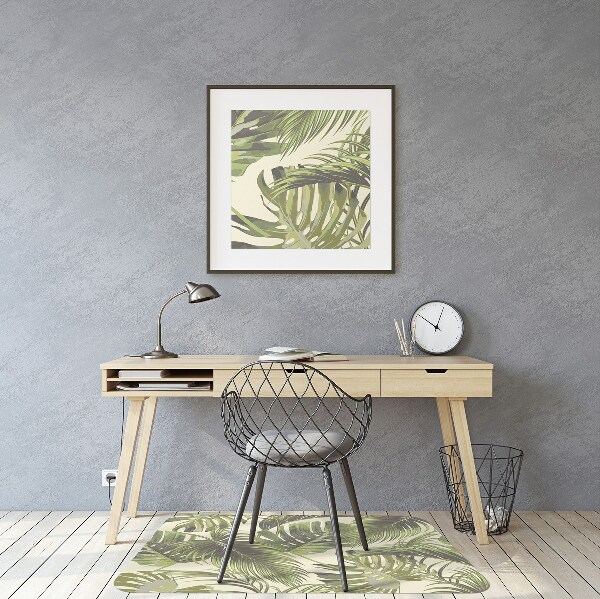 Office chair mat tropical leaves