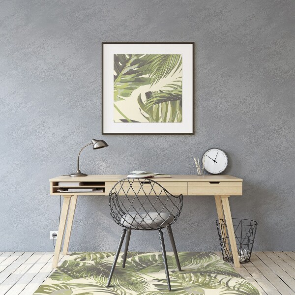 Office chair mat tropical leaves