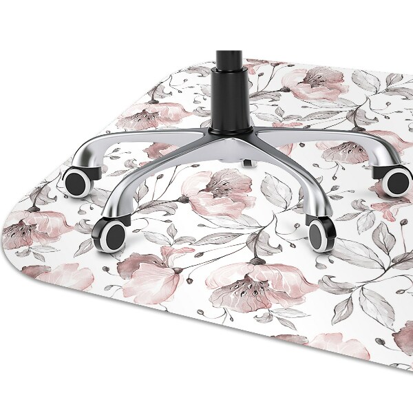 Office chair floor protector pastel poppies