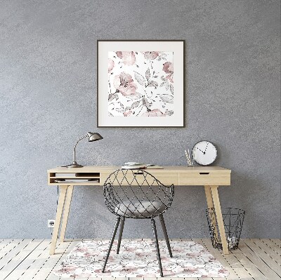 Office chair floor protector pastel poppies