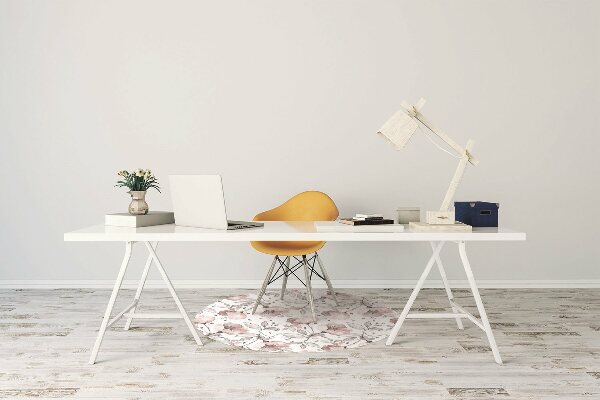 Office chair floor protector pastel poppies