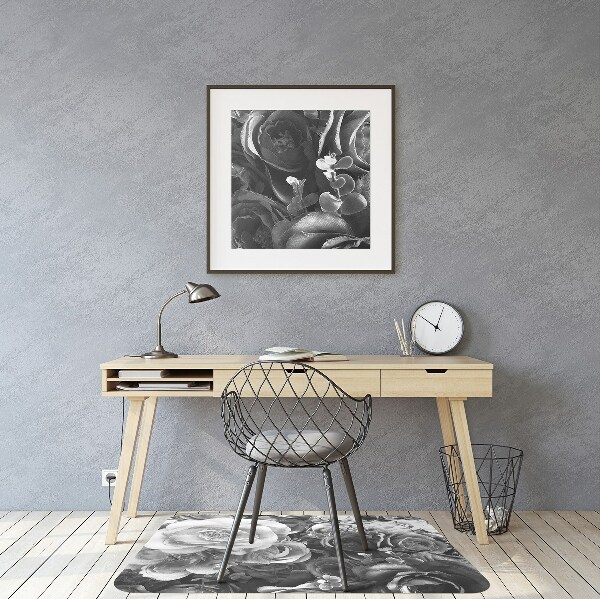 Office chair floor protector retro roses