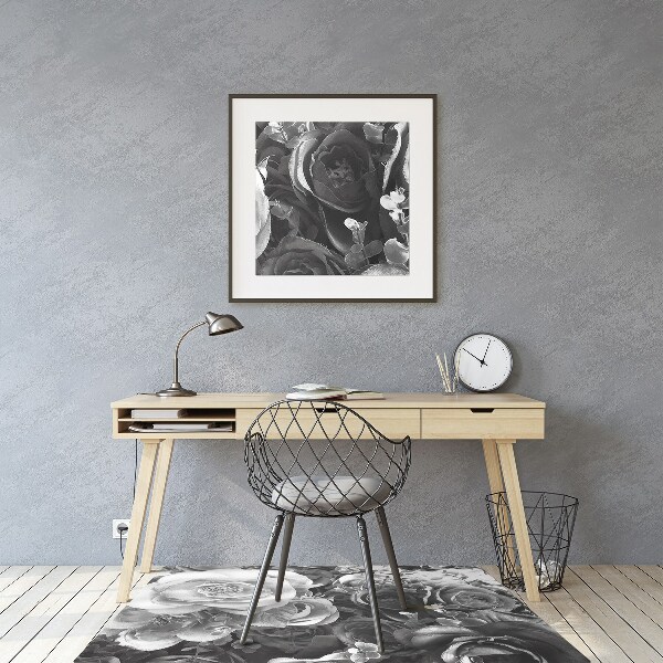 Office chair floor protector retro roses