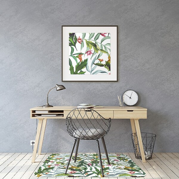 Chair mat floor panels protector Tropical flora