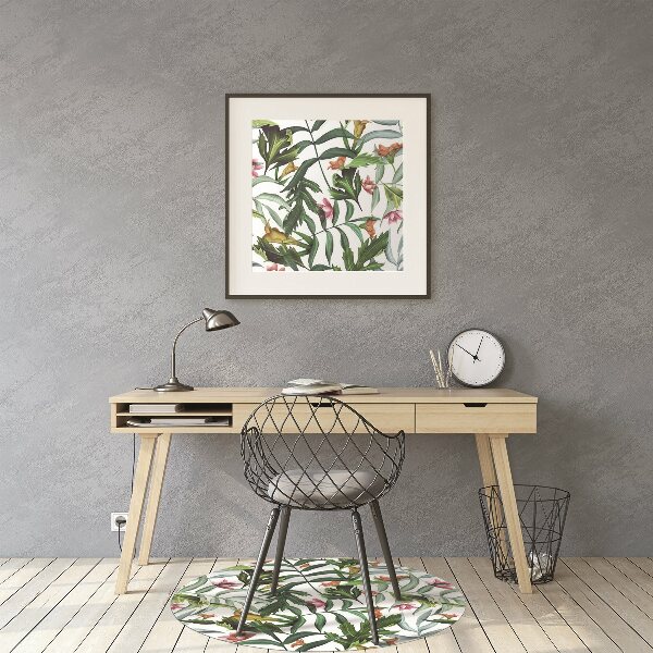 Chair mat floor panels protector Tropical flora