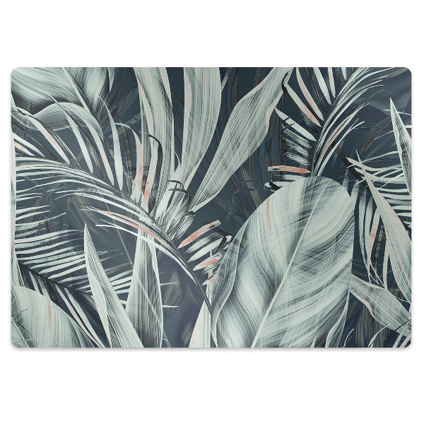 Office chair mat exotic leaves