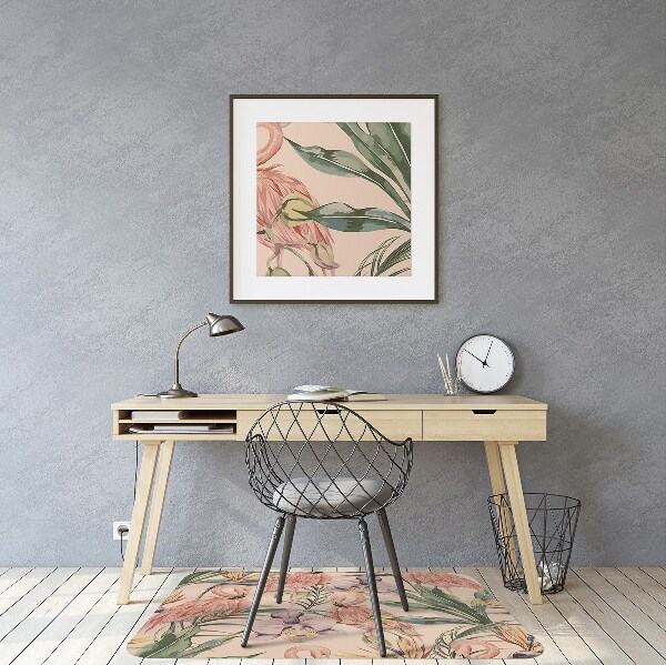 Office chair mat Flamingos