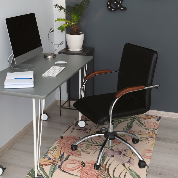 Office chair mat Flamingos