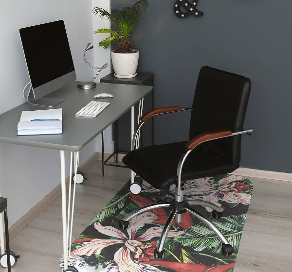 Office chair floor protector Parrot in the tropics