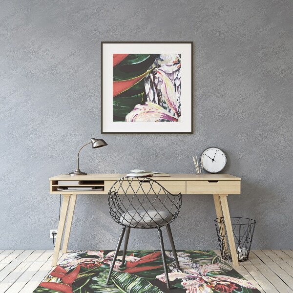 Office chair floor protector Parrot in the tropics