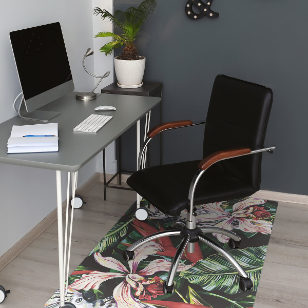 Office chair floor protector Parrot in the tropics