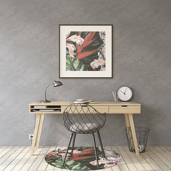 Office chair floor protector Parrot in the tropics