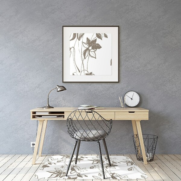 Office chair mat drawing flowers