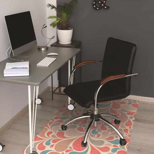 Office chair floor protector colorful teardrops