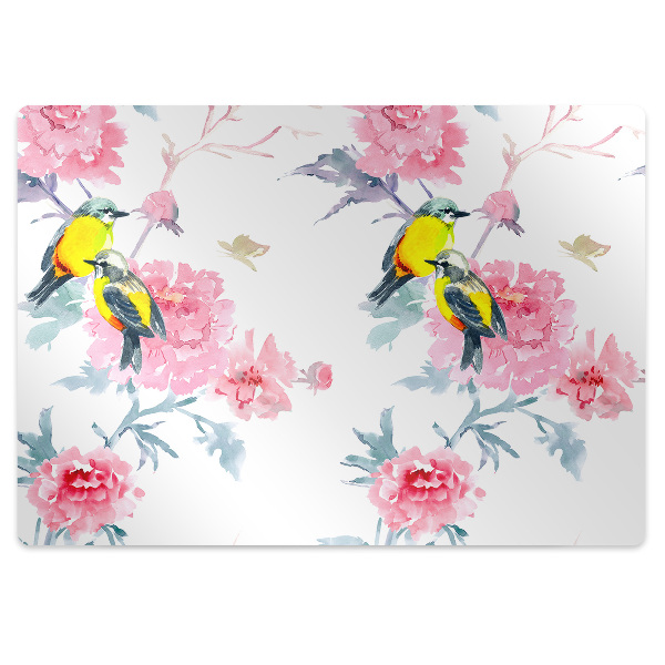 Office chair floor protector Birds and flowers